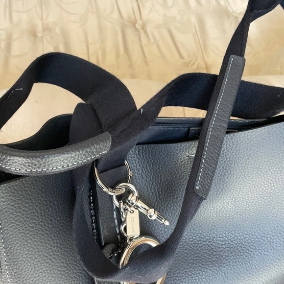 Navy blue leather coach grove tote - Picture 5 of 8
